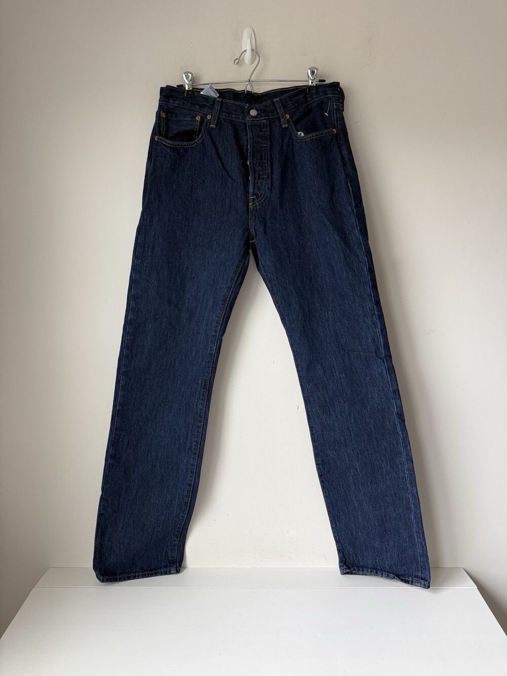 Y2K Levis 501 Jeans Men's 33X34 Straight Button Fly Dark Wash Actual 33x33in 90s